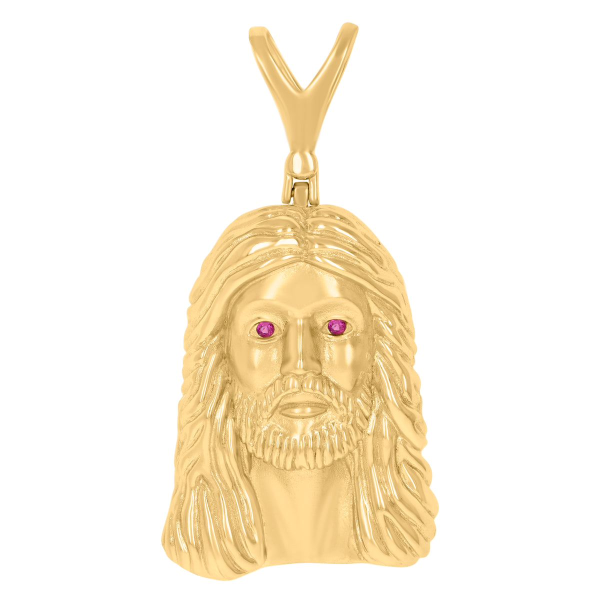 925 Sterling Silver Yellow-Tone Mens Purple Cubic-Zirconia Jesus Religious Charm Pendant