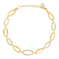 10K Yellow Gold Womens Cubic-Zirconia Fashion Link Bracelet Size 8 Inches