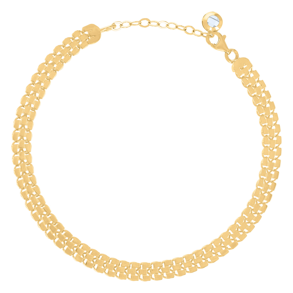 10K Yellow Gold Womens Cubic-Zirconia Fashion Link Bracelet Size 8 Inches