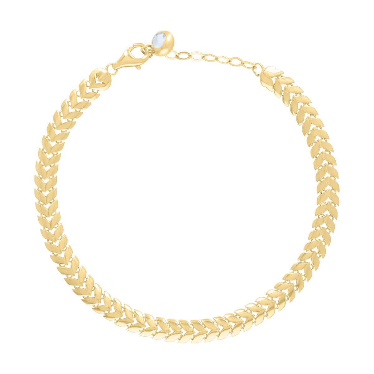10K Yellow Gold Womens Cubic-Zirconia Fashion Link Bracelet Size 8 Inches