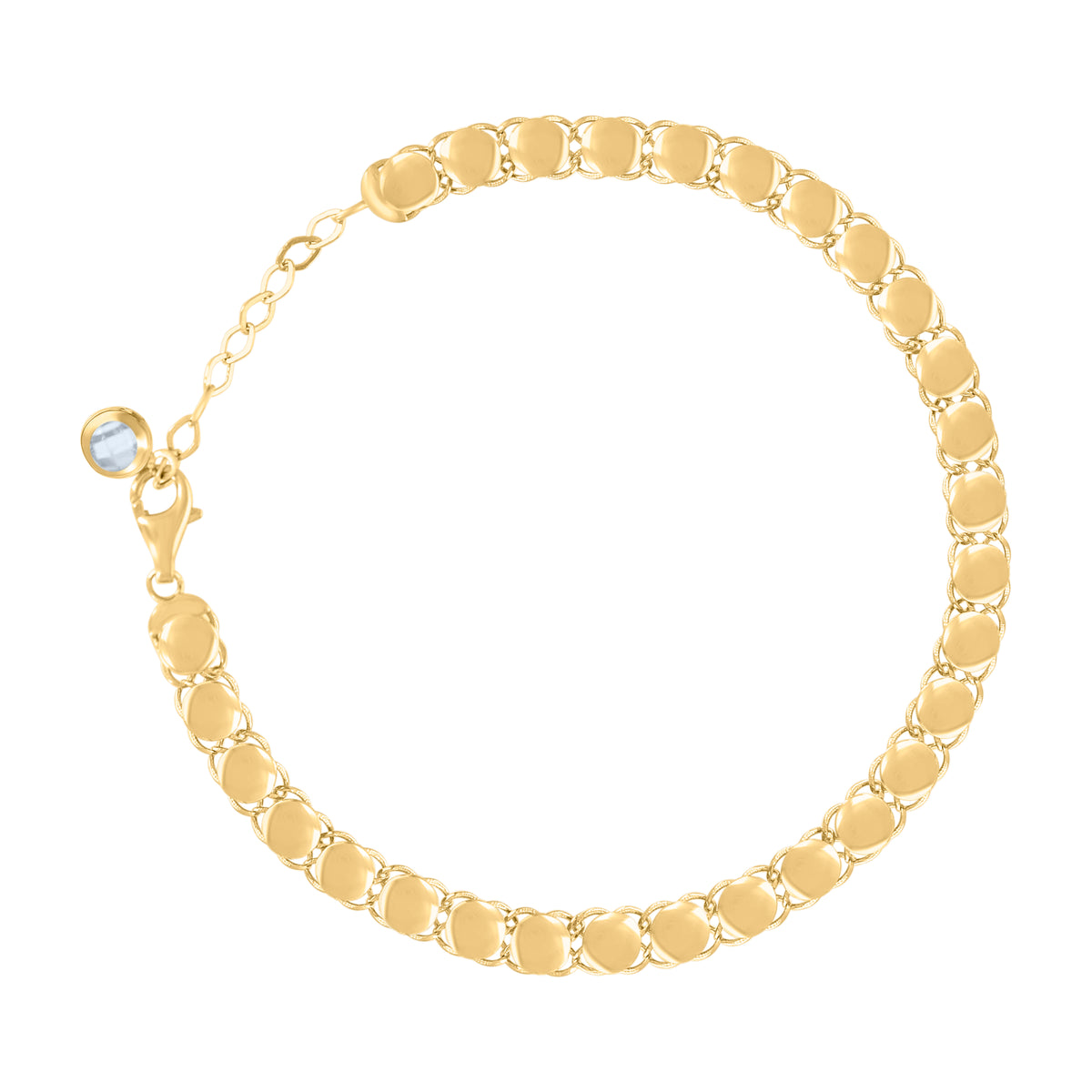 10K Yellow Gold Womens Cubic-Zirconia Fashion Link Bracelet Size 8 Inches