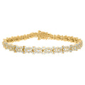 925 Sterling Silver Yellow-tone Womens Cubic-Zirconia Fashion Link Bracelet Size 7 Inches