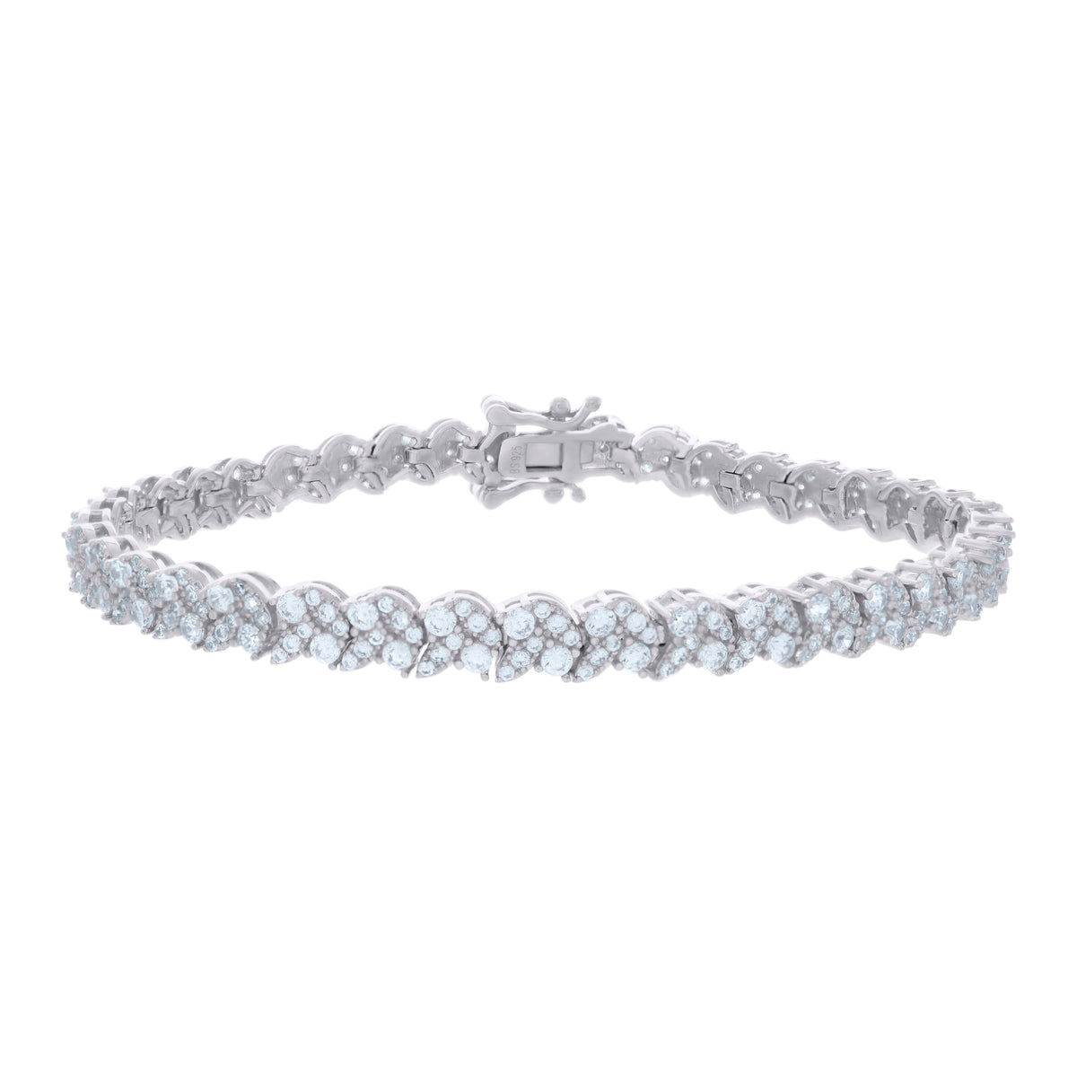 925 Sterling Silver Womens Cubic-Zirconia Fashion Link Bracelet Size 7 Inches