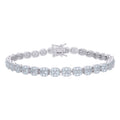 925 Sterling Silver Womens Baguette Round Cubic-Zirconia Fashion Link Bracelet Size 7 Inches