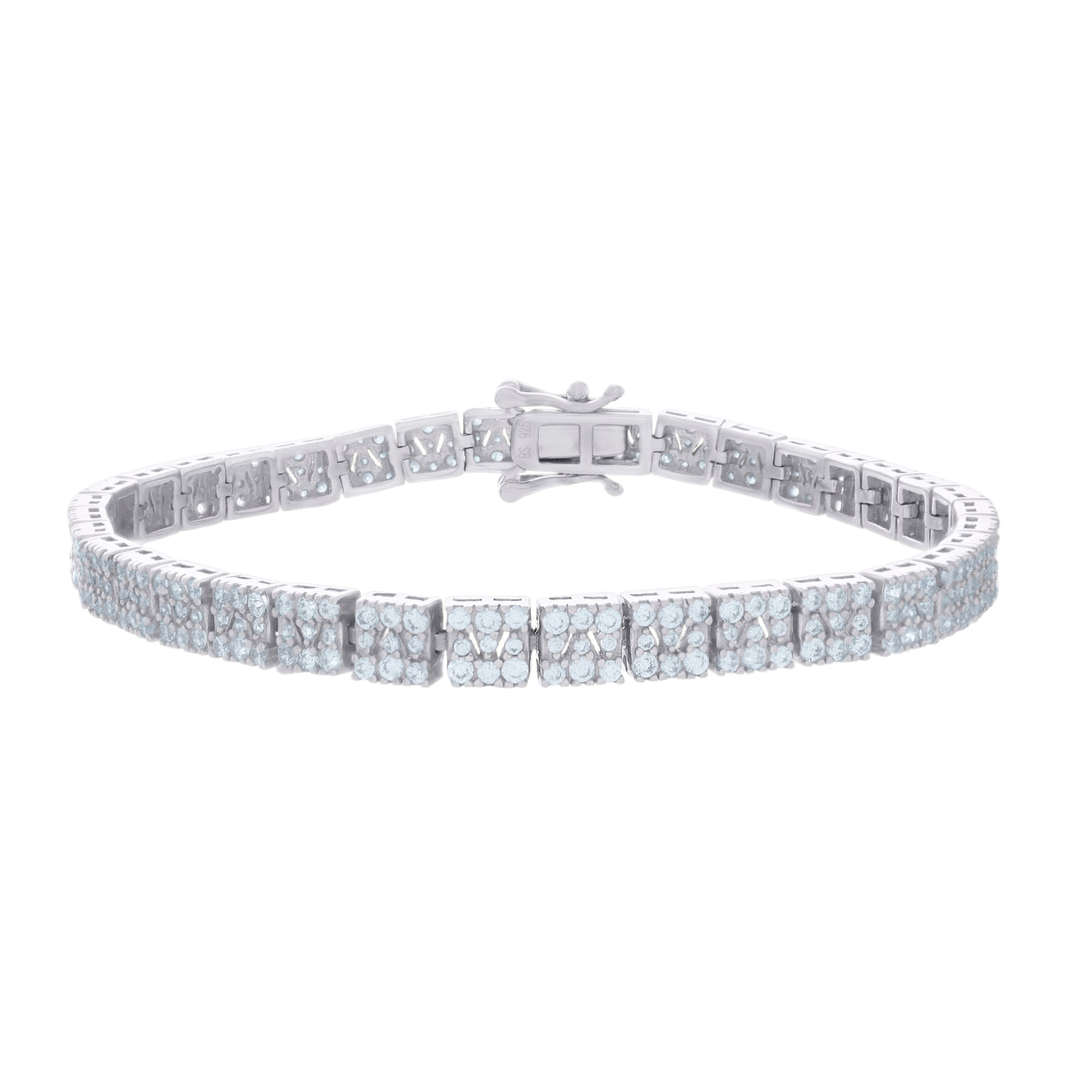 925 Sterling Silver Womens Cubic-Zirconia Fashion Link Bracelet Size 7 Inches