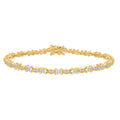 925 Sterling Silver Yellow-tone Womens Cubic-Zirconia Fashion Link Bracelet Size 7 Inches