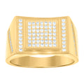 925 Sterling Silver Yellow-tone Mens Cubic-Zirconia Square Fashion Ring Size 11