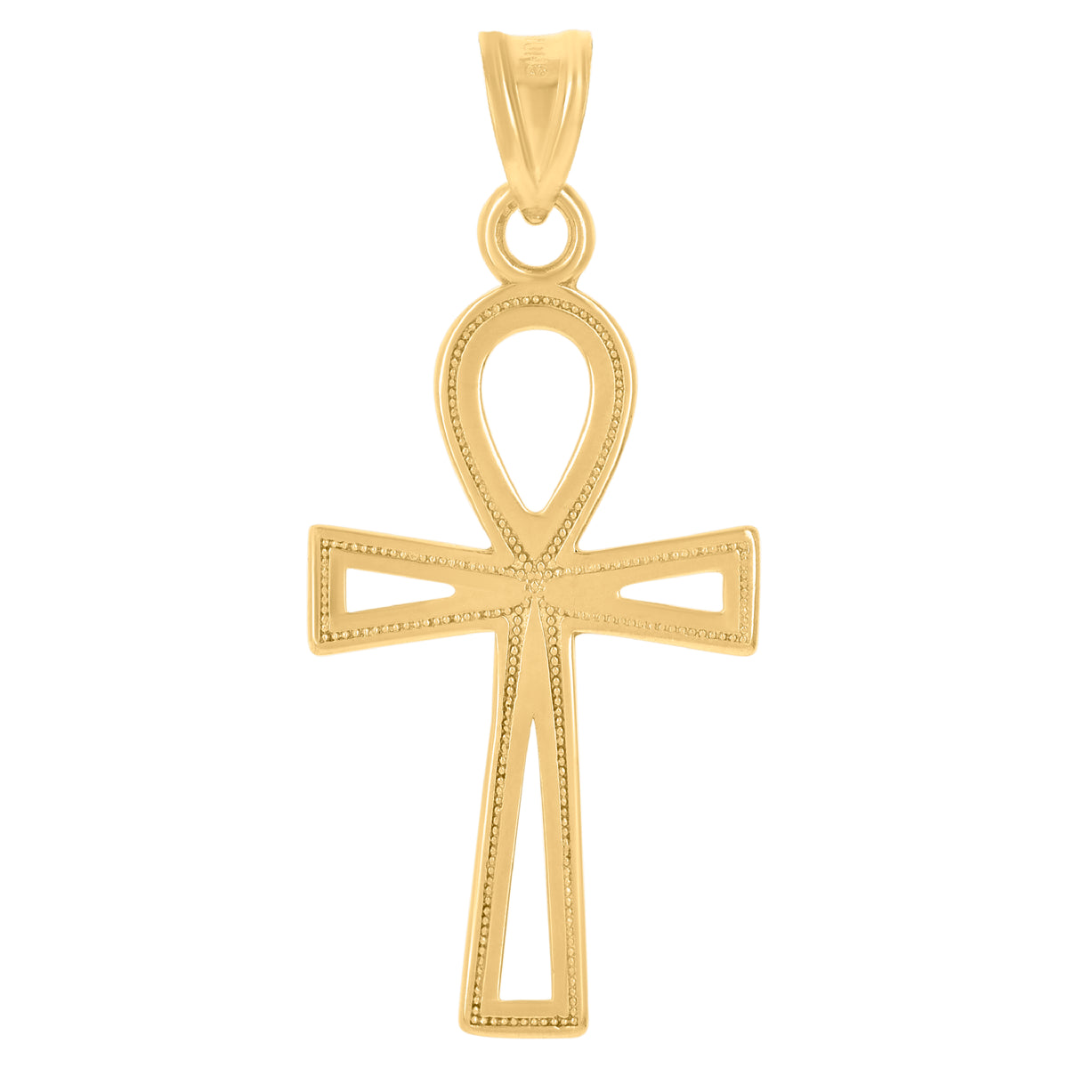 10K Yellow Gold Unisex Egyptian Ankh Cross Religious Charm Pendant
