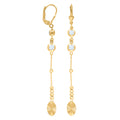 10K Yellow Gold Womens Cubic-Zirconia Oval Beaded Dangle Leverback Earrings