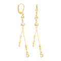 10K Yellow Gold Womens Cubic-Zirconia Sweet 15 Quinceanera Beaded Dangle Leverback Earrings