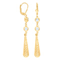 10K Yellow Gold Womens Cubic-Zirconia Drop Dangle Leverback Earrings