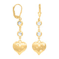 10K Yellow Gold Womens Cubic-Zirconia Heart Dangle Leverback Earrings