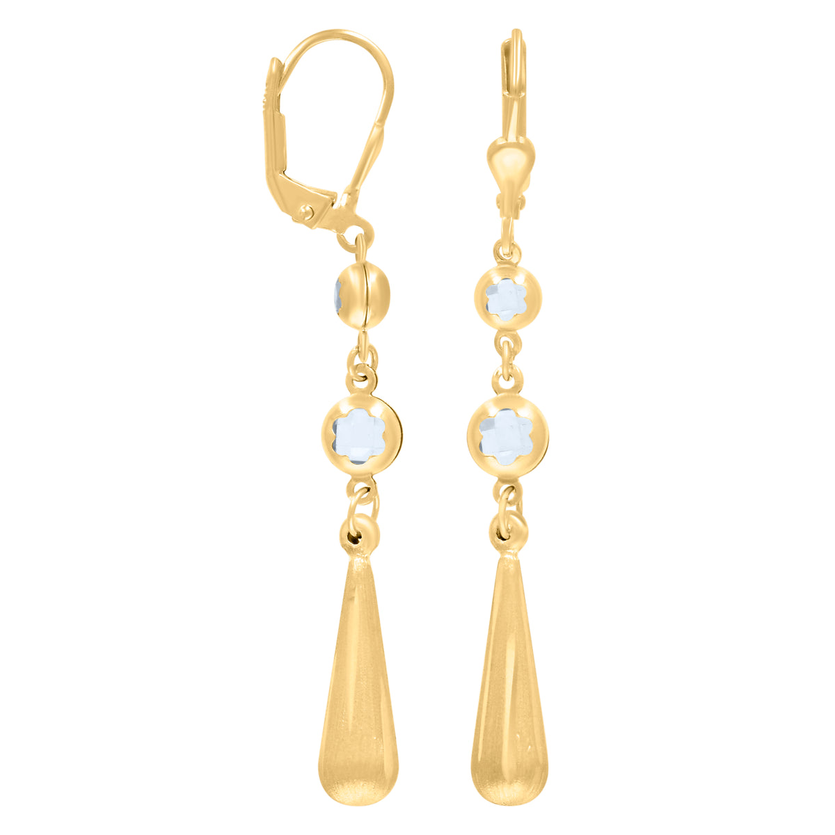 10K Yellow Gold Womens Cubic-Zirconia Drop Dangle Leverback Earrings