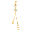 10K Yellow Gold Womens Cubic-Zirconia Dangling Lock & Key Fashion Charm Pendant