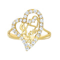 10K Yellow Gold Womens Cubic-Zirconia I Love You Heart Ring