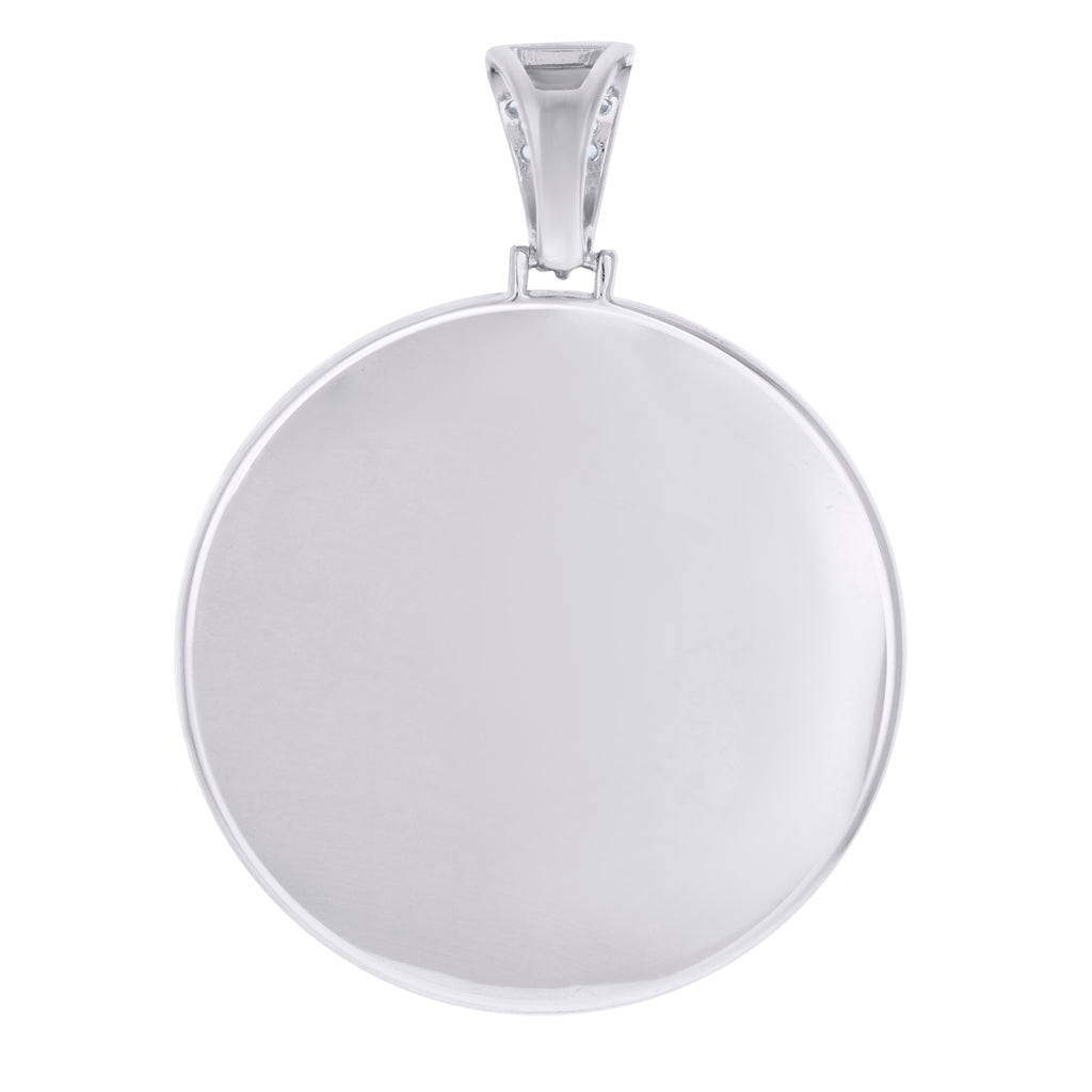 925 Sterling Silver Men Cubic-Zirconia Picture Frame Charm Pendant