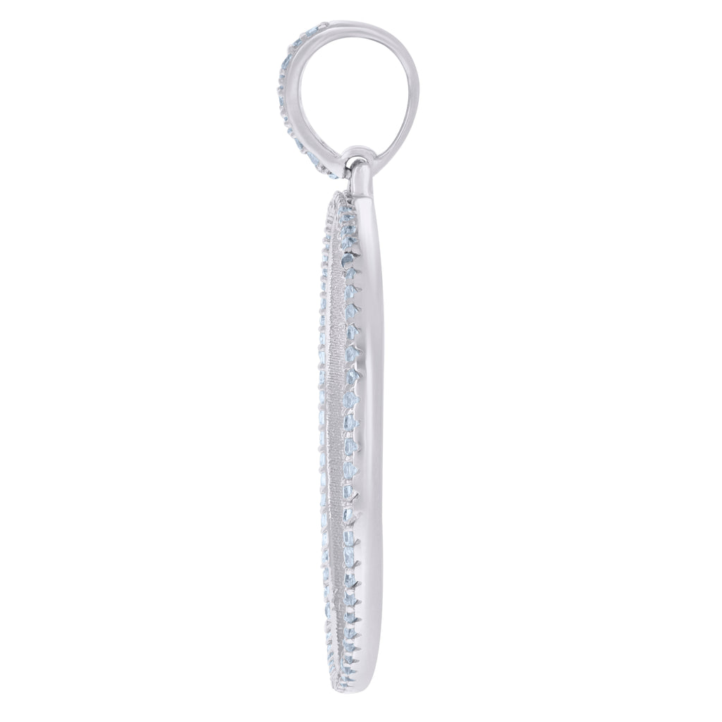 925 Sterling Silver Men Cubic-Zirconia Picture Frame Charm Pendant