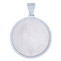 925 Sterling Silver Men Cubic-Zirconia Picture Frame Charm Pendant