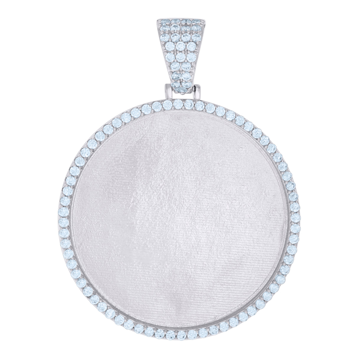 925 Sterling Silver Men Cubic-Zirconia Picture Frame Charm Pendant