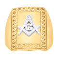 10K Two-Tone Gold Mens Masonic Symbol Religious Ring