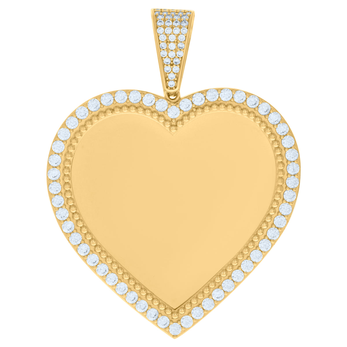 10K Yellow Gold Womens Cubic-Zirconia Heart Photo Frame Charm Pendant