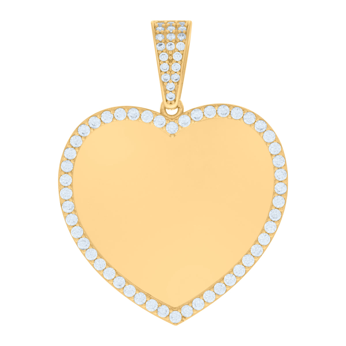 10K Yellow Gold Womens Cubic-Zirconia Heart Photo Frame Charm Pendant