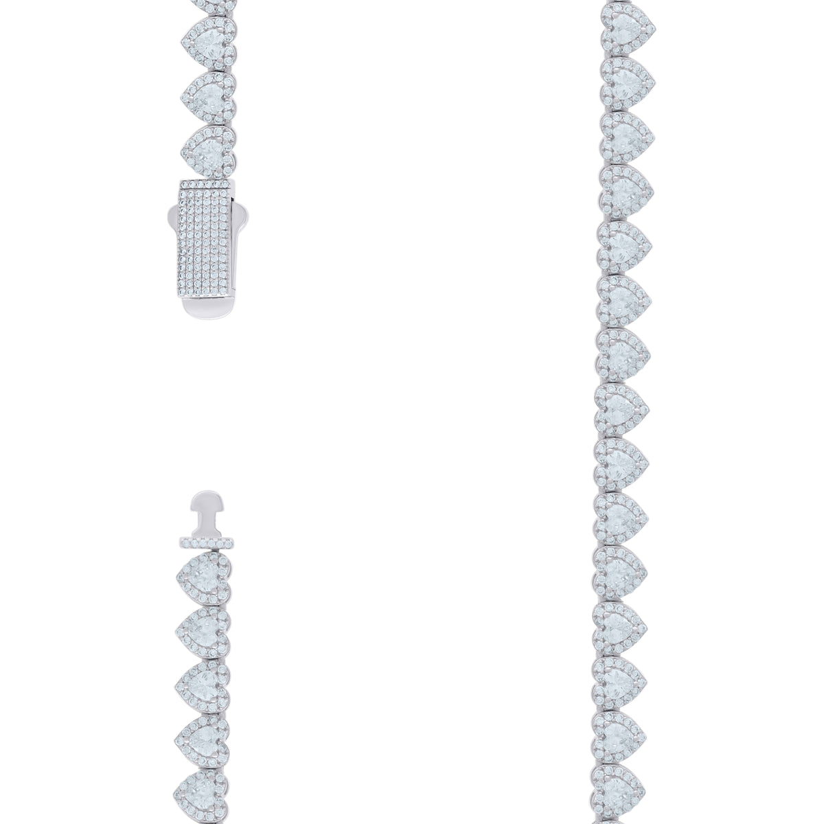 925 Sterling Silver Womens Cubic-Zirconia Heart Tennis Chain
