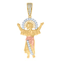 10K Tri-Color Gold Mens Cubic-Zirconia Baby Jesus Religious Charm Pendant