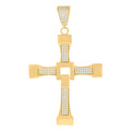 10K Yellow Gold Mens Cubic-Zirconia Cross Religious Charm Pendant