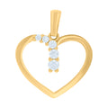 10K Yellow Gold Womens Cubic-Zirconia Heart Charm Pendant