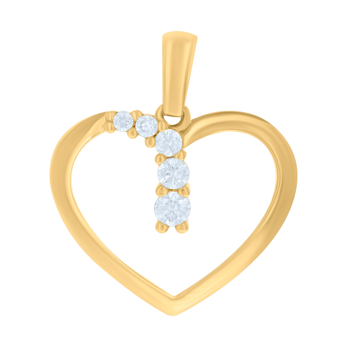 10K Yellow Gold Womens Cubic-Zirconia Heart Charm Pendant