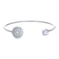 925 Sterling Silver Womens Cubic-Zirconia Fashion Cuff Bangle