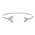 925 Sterling Silver Womens Cubic-Zirconia Butterfly Fashion Cuff Bangle