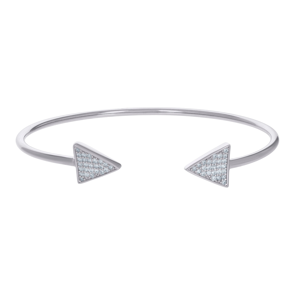 925 Sterling Silver Womens Cubic-Zirconia Arrow Fashion Cuff Bangle