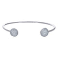 925 Sterling Silver Womens Cubic-Zirconia Ball Fashion Cuff Bangle