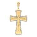 925 Sterling Silver Yellow-tone Mens Baguette Cubic-Zirconia Crucifix Cross Religious Charm Pendant