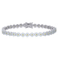 925 Sterling Silver Womens Yellow White Cubic-Zirconia Flower Link Fashion Bracelet Size 7 Inches