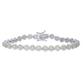925 Sterling Silver Womens Yellow White Cubic-Zirconia Link Fashion Bracelet Size 7 Inches