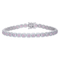 925 Sterling Silver Womens Pink White Cubic-Zirconia Link Fashion Bracelet Size 7 Inches