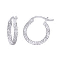925 Sterling Silver Womens 2mm x 10mm Diamond-Cut Hoop Earrings
