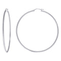 925 Sterling Silver Womens 2mm x 65mm Diamond-Cut Hoop Earrings
