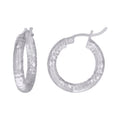 925 Sterling Silver Womens 3mm x 12mm Diamond-Cut Hoop Earrings
