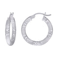 925 Sterling Silver Womens 3mm x 15mm Diamond-Cut Hoop Earrings