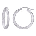 925 Sterling Silver Womens 3mm x 20mm Diamond-Cut Hoop Earrings