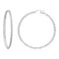 925 Sterling Silver Womens 3mm x 60mm Diamond-Cut Hoop Earrings