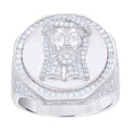 925 Sterling Silver Mens Cubic-Zirconia Jesus Religious Ring Size 9