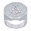 925 Sterling Silver Mens Cubic-Zirconia Masonic Fashion Ring
