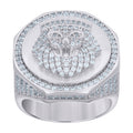 925 Sterling Silver Mens Cubic-Zirconia Leo/Lion Animal Zodiac Sign/Wildlife Ring Size 8