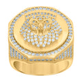 925 Sterling Silver Yellow-tone Mens Cubic-Zirconia Leo/Lion Animal Zodiac Sign/Wildlife Ring Size 10