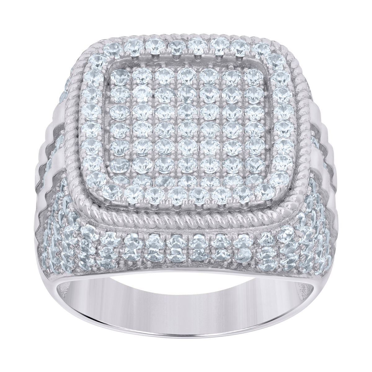 925 Sterling Silver Mens Cubic-Zirconia Square Head Fashion Ring